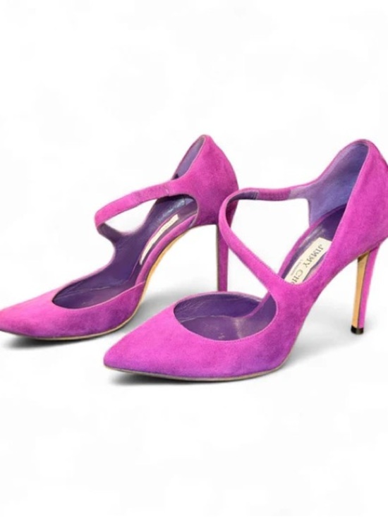 Jimmy Choo Purple Pointed-Toe Cross-Strap Pumps